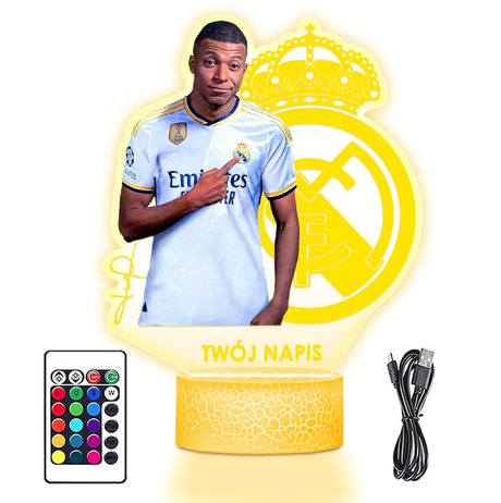 LAMPKA NOCNA LED 3D Kylian Mbappe Real prezent dziecka URODZINY statuetka