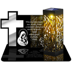 ZNICZ SOLARNY LED WIECZNY PODSTAWKA NA CMENTARZ GRÓB lampka Krzyż 3D