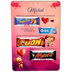 Prezent na Walentynki Tabliczka na Słodycze dla Niego Niej Słodki Upominek