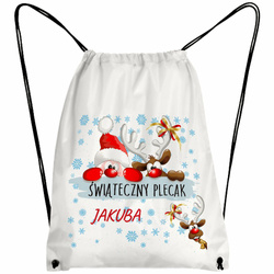 PLECAK WOREK ŚWIĘTA MIKOŁAJKI GWIAZDKA PREZENT DLA DZIECKA SZKOŁA IMIĘ