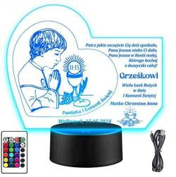 LAMPKA NOCNA LED PREZENT NA KOMUNIĘ ŚWIĘTĄ KOMUNIA PAMIĄTKA STATUETKA obraz