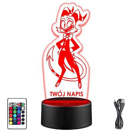 LAMPKA NOCNA LED HELLUVA BOSS 3D + PILOT prezent URODZINY statuetka