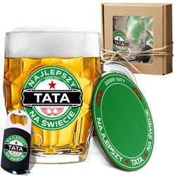 ZESTAW PREZENT DLA TATY TATA TEŚCIA NA DZIEŃ OJCA KUFEL PODKŁADKA OTWIERACZ