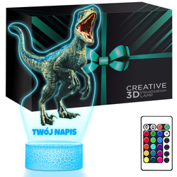 LAMPKA NOCNA LED 3D DINOZAUR JURASSIC prezent dziecka URODZINY statuetka