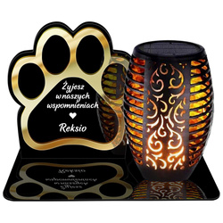 ZNICZ SOLARNY LED Dla Psa Kota Pieska Zwierząt NAGROBEK GRÓB lampka 3D Łapa