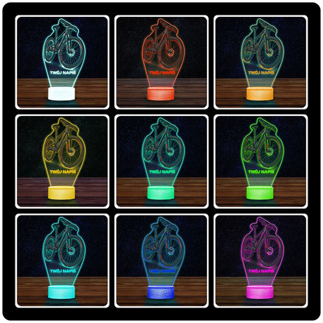 LAMPKA NOCNA LED 3D Rower Górski Dla Rowerzysty prezent dla dziecka URODZINY statuetka + pilot