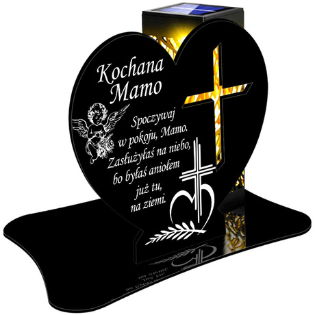 ZNICZ SOLARNY LED WIECZNY PODSTAWKA NA CMENTARZ GRÓB lampka Serce 3D DLA MAMY