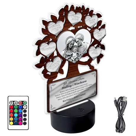 OBRAZ LED Prezent na Rocznicę Ślubu DRZEWKO SZCZĘŚCIA 10 25 30 40 50 GRAWER