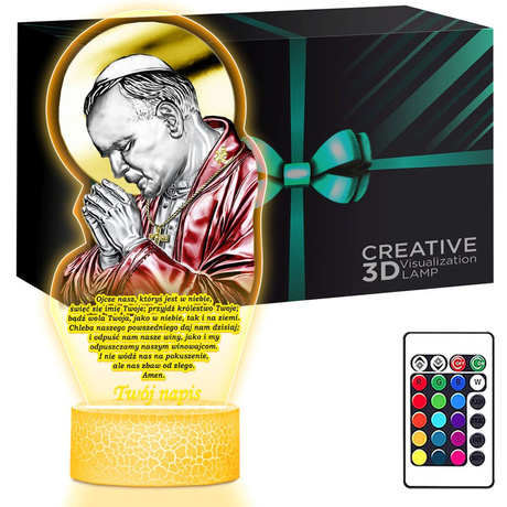 LAMPKA NOCNA LED 3D JAN PAWEŁ II KRZYŻ prezent dziecka URODZINY statuetka