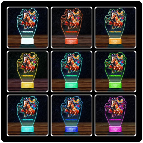 LAMPKA NOCNA LED 3D z imieniem KOŃ KONIK ZWIĘRZĘ prezent dla dziecka URODZINY statuetka + pilot