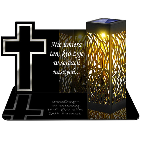 ZNICZ SOLARNY LED WIECZNY PODSTAWKA NA CMENTARZ GRÓB lampka Krzyż 3D