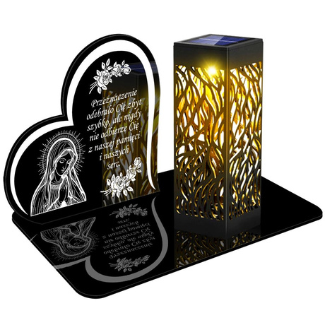 ZNICZ SOLARNY LED WIECZNY PODSTAWKA NA CMENTARZ GRÓB lampka Serce 3D 