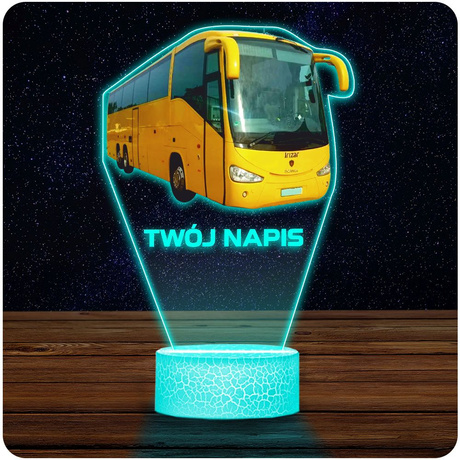 LAMPKA NOCNA LED 3D AUTOBUS AUTOKAR DLA KIEROWCY prezent dla dziecka URODZINY statuetka + pilot