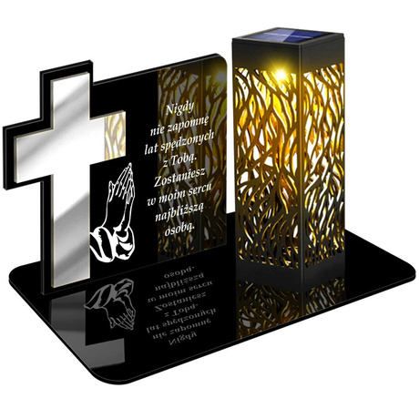 ZNICZ SOLARNY LED WIECZNY PODSTAWKA NA CMENTARZ GRÓB lampka Krzyż 3D 