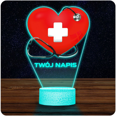 LAMPKA NOCNA LED 3D Służba Zdrowia dla Lekarza prezent dla dziecka URODZINY statuetka + pilot
