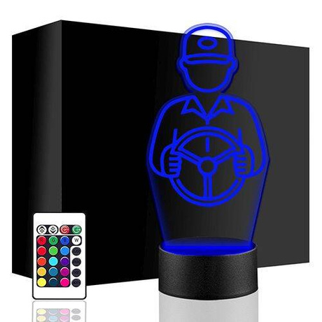 LAMPKA NOCNA LED ZAWODOWY KIEROWCA 3D + PILOT prezent URODZINY statuetka