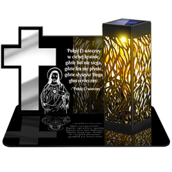 ZNICZ SOLARNY LED WIECZNY PODSTAWKA NA CMENTARZ GRÓB lampka Krzyż 3D