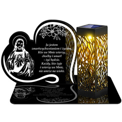 ZNICZ SOLARNY LED WIECZNY PODSTAWKA NA CMENTARZ GRÓB lampka Napis Serce 3D