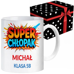 Kubek z nadrukiem KUBEK NA DZIEŃ CHŁOPAKA dla kolegi z klasy UPOMINEK MIX WZORY z imieniem
