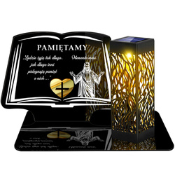 ZNICZ SOLARNY LED WIECZNY PODSTAWKA NA CMENTARZ GRÓB lampka Księga 3D