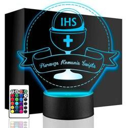 LAMPKA NOCNA LED PREZENT NA KOMUNIĘ ŚWIĘTĄ KOMUNIA PAMIĄTKA STATUETKA obraz