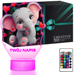 LAMPKA NOCNA LED 3D z imieniem SŁOŃ SŁONIK prezent dla dziecka URODZINY statuetka + pilot