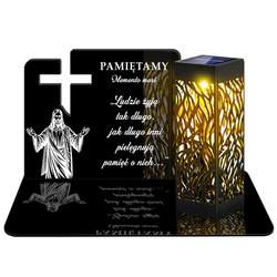 ZNICZ SOLARNY LED WIECZNY PODSTAWKA NA CMENTARZ GRÓB lampka Krzyż 3D