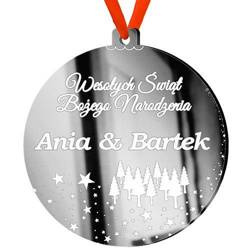 SREBRNA BOMBKA NA CHOINKĘ IMIĘ srebrne bańki