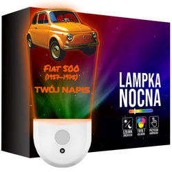 Lampka Nocna LED dla Dziecka auto FIAT 500 kontaktu gniazdka CZUJNIK