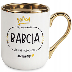 KUBEK 330ml JEJ WYSOKOŚĆ BABCIA NA PREZENT NA DZIEŃ BABCI NA HERBATĘ KAWĘ