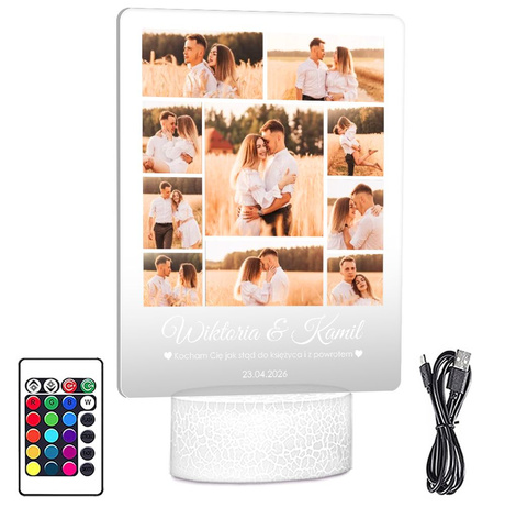 Lampka Nocna ramka prezent na WALENTYNKI DZIEWCZYNY chłopaka żony męża NIEJ z personalizacją