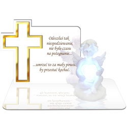 ZNICZ LED GRÓB Dziecka Córki Syna ANIOŁEK PODSTAWKA NA CMENTARZ BIAŁY ANIOŁ