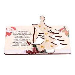 Drewniana kartka świąteczna na Boże Narodzenie