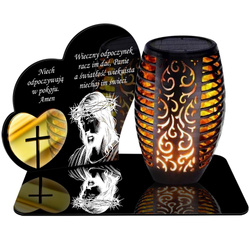 SOLARNY ZNICZ LED AŻUROWY PODSTAWKA STATUETKA NA CMENTARZ GRÓB DUŻA SERCE