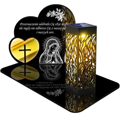 ZNICZ SOLARNY LED WIECZNY PODSTAWKA NA CMENTARZ GRÓB lampka Serce 3D 