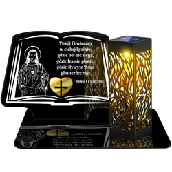 ZNICZ SOLARNY LED WIECZNY PODSTAWKA NA CMENTARZ GRÓB lampka Księga 3D