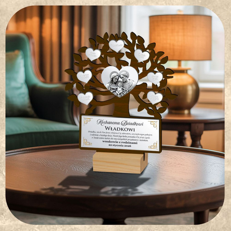 Prezent na Dzień Babci i Dziadka DRZEWKO SZCZĘŚCIA GRAWER DLA BABCI DZIADKA