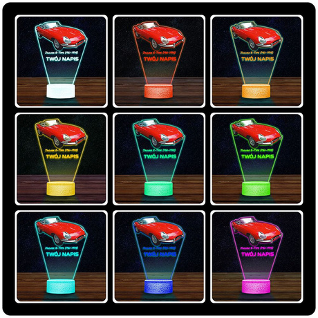 LAMPKA NOCNA LED 3D AUTO Jaguar E-Type prezent dla dziecka URODZINY statuetka + pilot