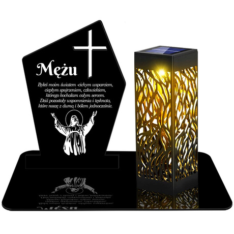 ZNICZ SOLARNY LED WIECZNY PODSTAWKA NA CMENTARZ GRÓB lampka Krzyż 3D dla Męża