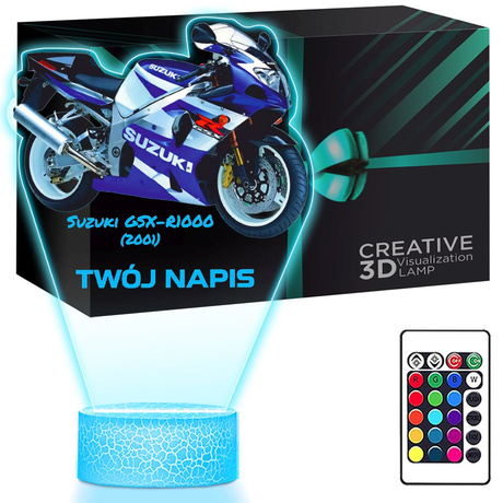 LAMPKA NOCNA LED 3D Motor Ścigacz Suzuki GSX-R1000 prezent dla dziecka URODZINY statuetka + pilot
