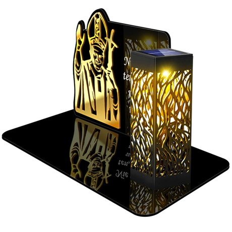 ZNICZ SOLARNY LED WIECZNY PODSTAWKA NA CMENTARZ GRÓB lampka Papież 3D