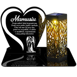 ZNICZ SOLARNY LED WIECZNY PODSTAWKA NA CMENTARZ GRÓB lampka Napis Serce 3D DLA MAMY