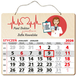 DREWNIANY KALENDARZ 2026 PREZENT LEKARZ LEKARKA UPOMINEK POD CHOINKĘ ŚWIĘTA