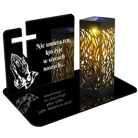 ZNICZ SOLARNY LED WIECZNY PODSTAWKA NA CMENTARZ GRÓB lampka Krzyż 3D