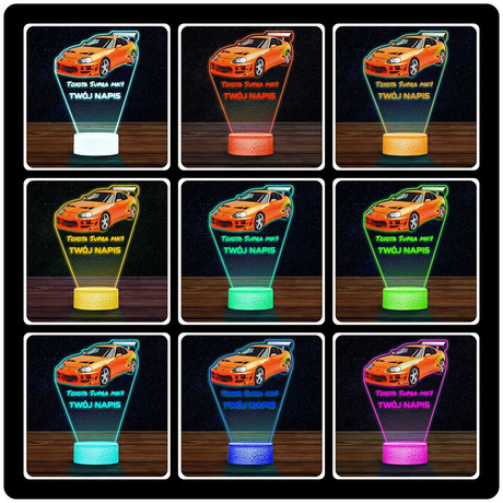 LAMPKA NOCNA LED 3D auto Toyota Supra MK4 prezent dla dziecka URODZINY statuetka + pilot