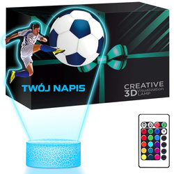 LAMPKA NOCNA LED 3D PIŁKA NOŻNA dla PIŁKARZA KORKI prezent dla dziecka URODZINY statuetka + pilot