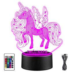 LAMPKA NOCNA LED UNICORN JEDNOROŻEC 3D + PILOT prezent URODZINY statuetka