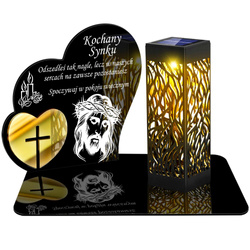 ZNICZ SOLARNY LED WIECZNY PODSTAWKA NA CMENTARZ GRÓB lampka Serce 3D DLA SYNA