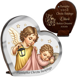 OBRAZEK Z ANIOŁKIEM PAMIĄTKA CHRZTU ŚWIĘTEGO PREZENT NA CHRZEST Z GRAWEREM