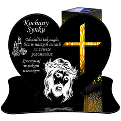 ZNICZ SOLARNY LED WIECZNY PODSTAWKA NA CMENTARZ GRÓB lampka Serce 3D DLA SYNA